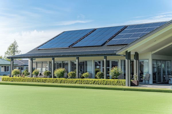 DualSun pool heater system on the roof of Lochlea Estate